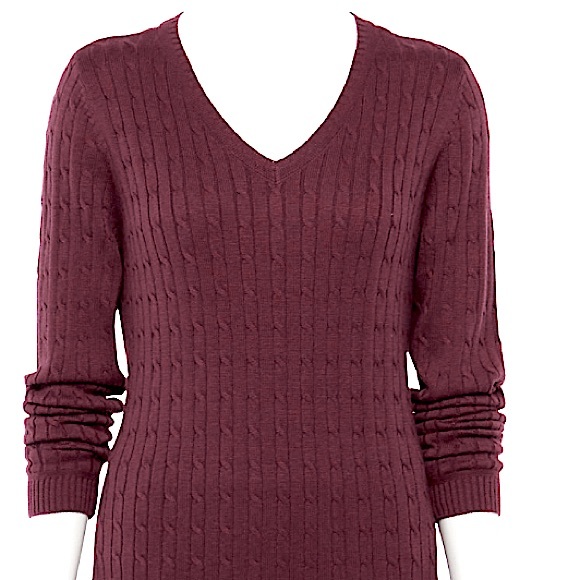 CROFT & BARROW Cable Classic Sweater Sangria XL - Picture 1 of 6